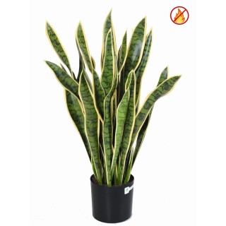 Künstliche Sansevieria 93cm grün-weiss - brandschutzgeprüft B1/RF2