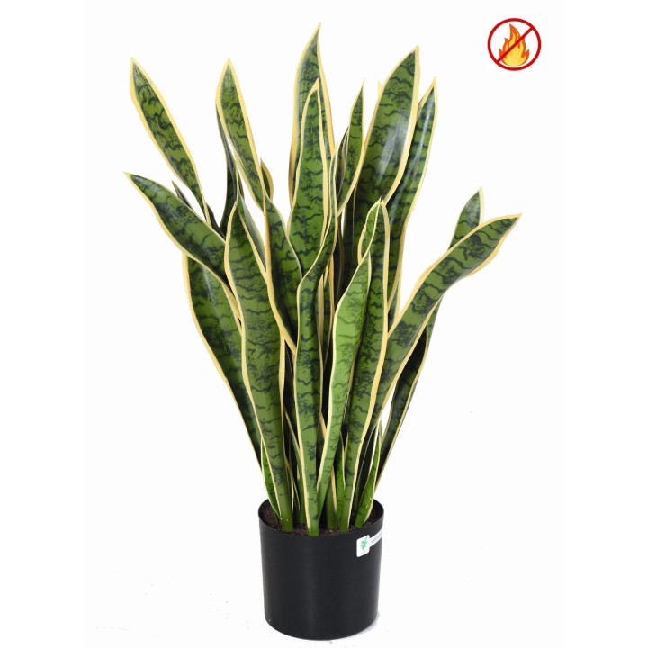 Künstliche Sansevieria 93cm grün-weiss - brandschutzgeprüft B1/RF2