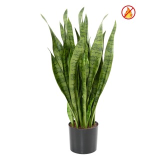 Künstliche Sanseviera Pflanze 93cm Grün - Brandschutzklasse B1/RF2
