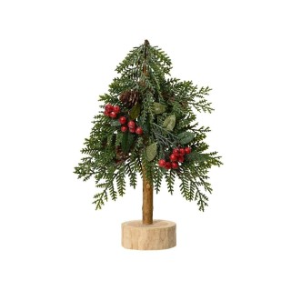 Tisch-Tanne Festtagsglanz, 30cm (PE, Holzfuss)