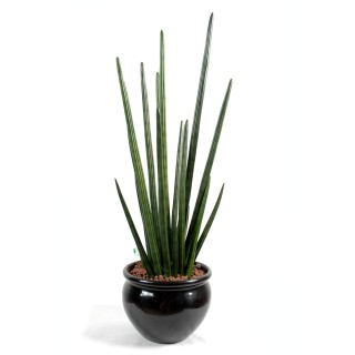 Künstliche Sansevieria Kunstpflanze, 90 cm, pflegeleicht, dunkelgrün
