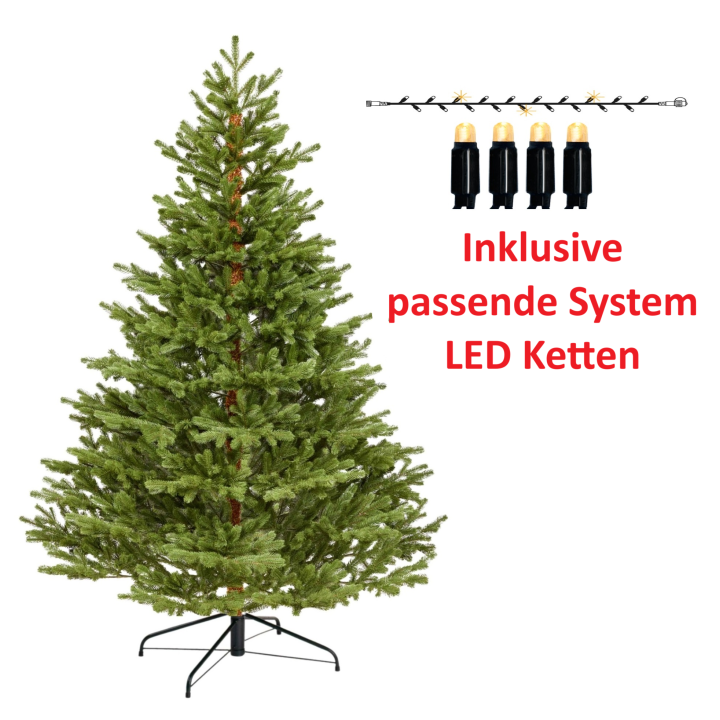 Premium Spritzguss Nordmanntanne mit LED-Stecksystem, 150 cm