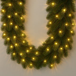 Naturgetreue Spritzguss PE Tannengirlande Nordmann mit LED Beleuchtung 270cm