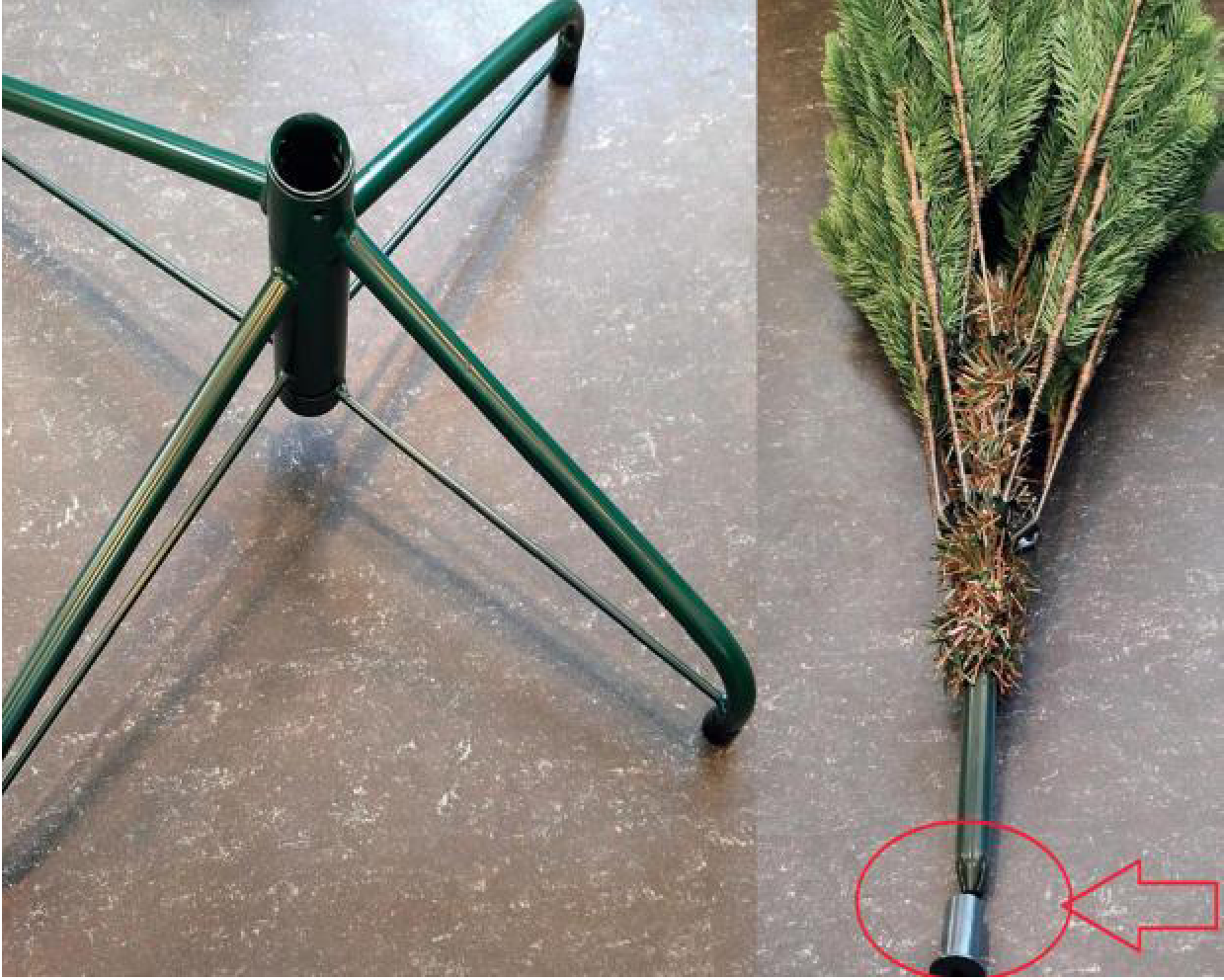 Baumständer und Unterteil bereitstellen